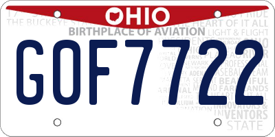 OH license plate G0F7722