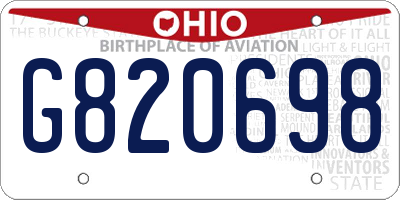 OH license plate G820698