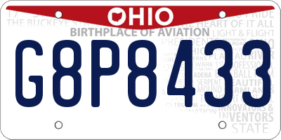 OH license plate G8P8433