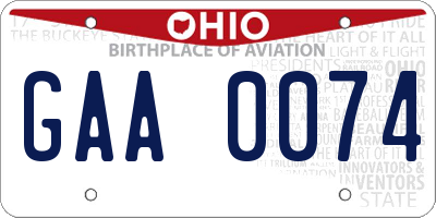 OH license plate GAA0074