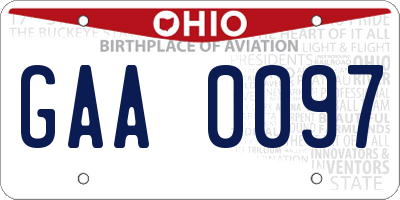 OH license plate GAA0097