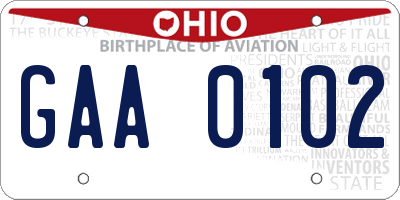 OH license plate GAA0102