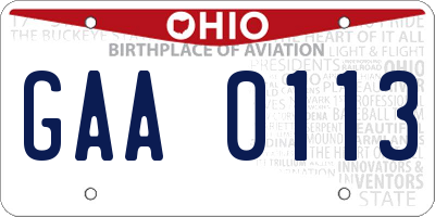 OH license plate GAA0113