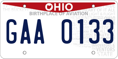 OH license plate GAA0133