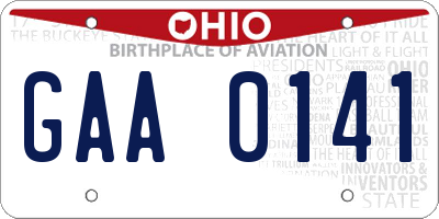 OH license plate GAA0141