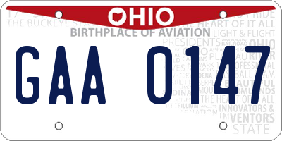 OH license plate GAA0147