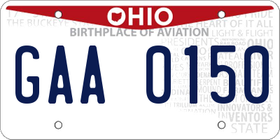 OH license plate GAA0150