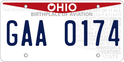 OH license plate GAA0174