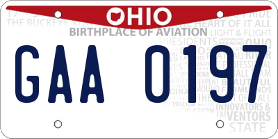 OH license plate GAA0197