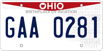 OH license plate GAA0281
