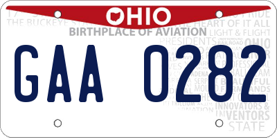 OH license plate GAA0282