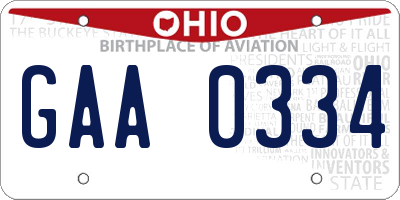 OH license plate GAA0334