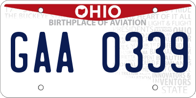 OH license plate GAA0339