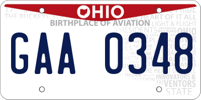 OH license plate GAA0348