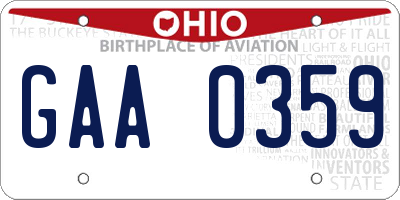 OH license plate GAA0359