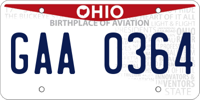 OH license plate GAA0364