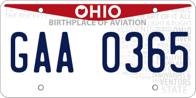 OH license plate GAA0365