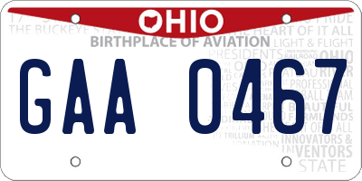 OH license plate GAA0467