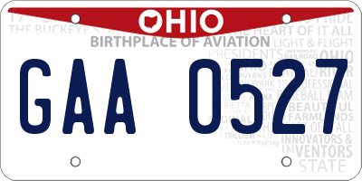 OH license plate GAA0527
