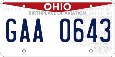 OH license plate GAA0643