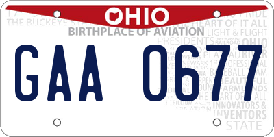 OH license plate GAA0677