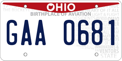 OH license plate GAA0681