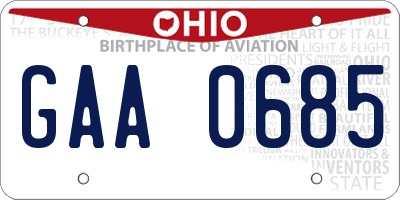 OH license plate GAA0685