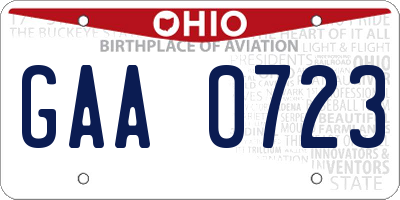 OH license plate GAA0723