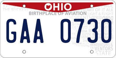 OH license plate GAA0730