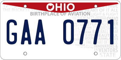 OH license plate GAA0771