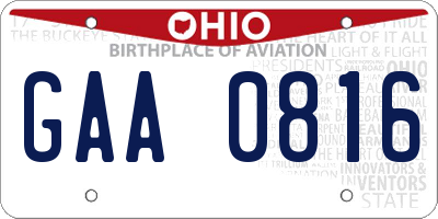 OH license plate GAA0816
