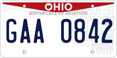 OH license plate GAA0842