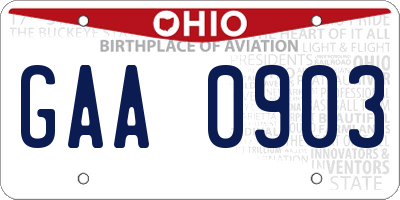 OH license plate GAA0903