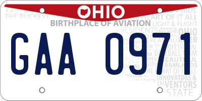 OH license plate GAA0971