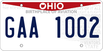 OH license plate GAA1002
