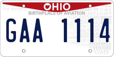 OH license plate GAA1114