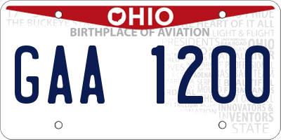 OH license plate GAA1200
