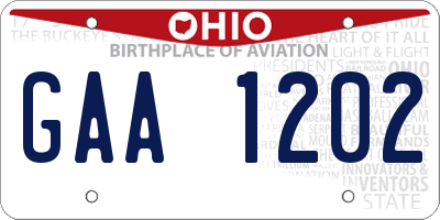 OH license plate GAA1202