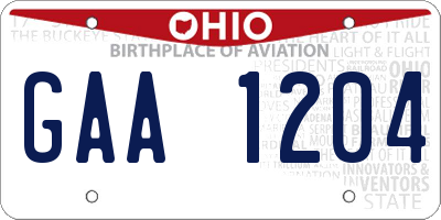 OH license plate GAA1204