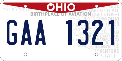 OH license plate GAA1321