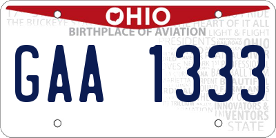 OH license plate GAA1333