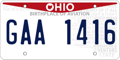 OH license plate GAA1416