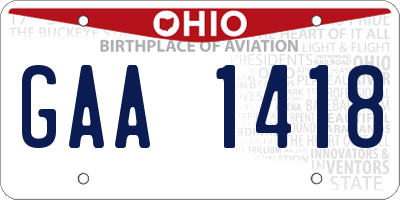 OH license plate GAA1418