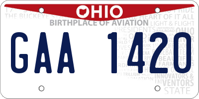 OH license plate GAA1420
