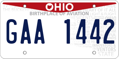OH license plate GAA1442
