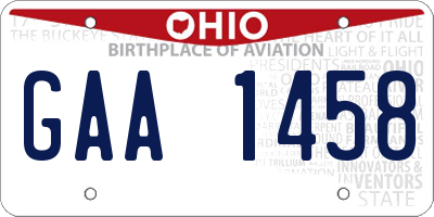 OH license plate GAA1458