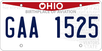 OH license plate GAA1525