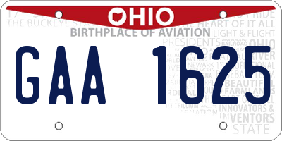 OH license plate GAA1625