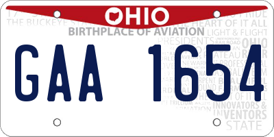 OH license plate GAA1654