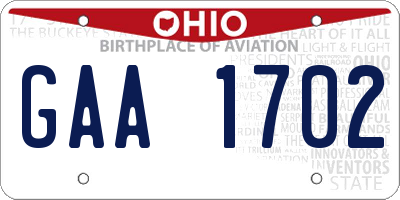 OH license plate GAA1702